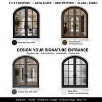 Sistem Pintu Prancis Lengkung Kaca Baja, Kaca Tempered, Terisolasi, Hemat Energi, untuk Rumah/Villa, Langsung dari Pabrik, Grosir