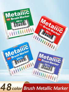 गुंगना 48-रंग धातु ब्रश पेन सोने की चांदी मार्कर पेन 2 मिमी सूखी-मिटाने योग्य 3 मिलीलीटर क्षमता 13.5 सेमी लंबाई कस्टम - Product Image 2