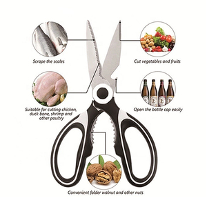 Ciseaux de cuisine avec Couvercle De Lame En Acier Inoxydable Ciseaux pour les Herbes Viande De Poulet et Légumes Noir - Product Image 4