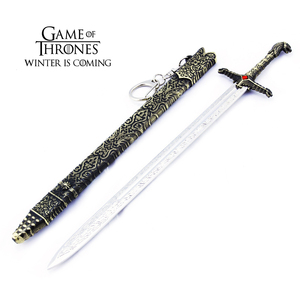 Game Thrones Oathkeeper Sword 21cm Llavero de tamaño mediano Modelo de juguete artesanal de metal completo Arma coleccionable segura sin afilar - Product Image 1