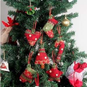 Cloth Christmas <b>Candy</b> <b>Cane</b> Gift Ornaments Decorations Home Window Display Accents Christmas Tree Pendants Small Stockings Plaid - Product Image 2
