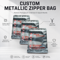 Sachet Mylar personnalisé avec logo, pochette transparente en aluminium pour sous-vêtements, chaussettes, vêtements, emballage de vêtements