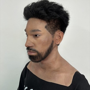 Masque en silicone avec cheveux, masque facial humain grandeur nature, pour travestis et spectacles |   Prise en charge de la personnalisation photo - Product Image 1