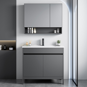 ארון רחצה רצפה מודרני שטח של אלומיניום לכה לסיים את הרצפה לעמוד סט קרמי האגן - Product Image 5