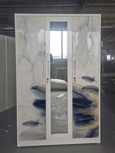 Armario de acero de 3 puertas, armario ligero, diseño Almirah para dormitorio, apartamento, almacenamiento de ropa, muebles para el hogar - Product Image 4