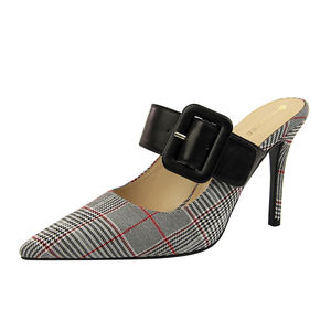 955-2 bigtree <span class=keywords><strong>scarpe</strong></span> Baotou trascinare bocca superficiale sottolineato dita dei piedi delle Donne del <span class=keywords><strong>denim</strong></span> di Colore di corrispondenza Cintura fibbia A Spillo di Alta tacchi pantofola - Product Image 2