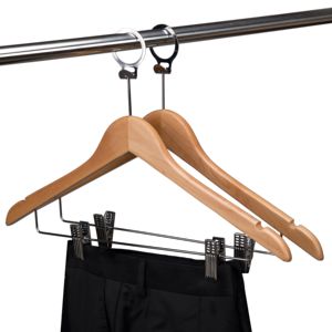 Cintres d'hôtel en bois naturel <span class=keywords><strong>antivol</strong></span> de sécurité de haute qualité de prix usine avec des clips en métal - Product Image 1