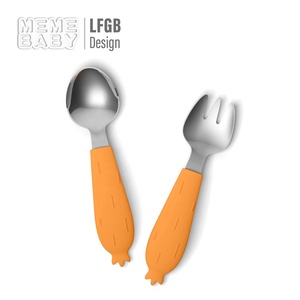 Nuovo Eco Friendly cibo personalizzato carota Silicone cucchiaio forchetta stoviglie Set articoli per la casa piatti per bambino neonato bambino bambino - Product Image 6