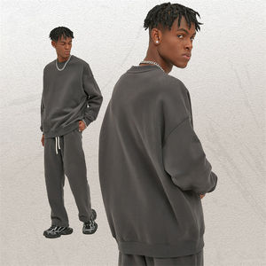 Sudadera de hombro caído de peso pesado unisex jersey de gran tamaño con estampado personalizado OEM poliéster/algodón liso teñido sólido para otoño - Product Image 2