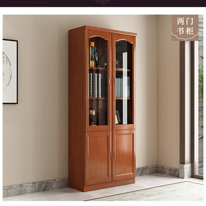 Libreria Moderna <span class=keywords><strong>e</strong></span> Semplice a 3 Ante in Legno Massello di Quercia con Porta in Vetro <span class=keywords><strong>e</strong></span> Ripiani per Casa, Ufficio <span class=keywords><strong>e</strong></span> Studenti - Product Image 3