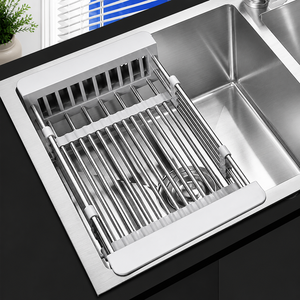 Escurridor de Platos Extensible de Acero Inoxidable para Fregadero con Cesta para Cubiertos y Brazos Ajustables, Organizador de Fregadero de Cocina - Product Image 2