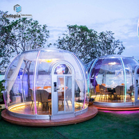 Maison bulle hémisphérique moderne en PC transparent résistant aux UV pour camping extérieur, installation facile, hôtel ciel étoilé, salle à manger 1