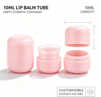 Conteneur à gloss à lèvres rond vide portable de 10 ml, pot à gloss à lèvres rose en ABS pour l'emballage de maquillage cosmétique