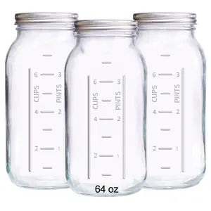 64盎司普通口玻璃梅森罐半加仑梅森罐3包罐装大透明玻璃罐