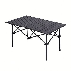 Factory Wholesale Modern Customized <b>Outdoor</b> Black Metal Portable <b>Folding</b> Camping <b>Table</b> Aluminum with Bag <b>Outdoor</b> Furniture - Product Image 1