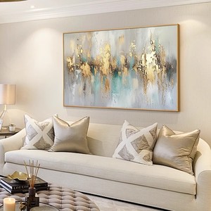 Abstract Oil Painting Gold Frame Rectangle Modern Nordic Style Wall <b>Art</b> for Living Room Entryway Decor - Product Image 4