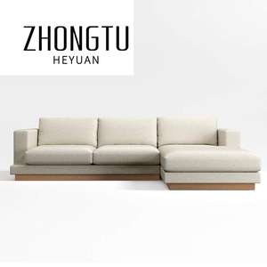 أثاث ريفي حديث شقة داخلية أريكة غرفة المعيشة نسيج خشبي مجموعة 3 مقاعد أريكة ذراع كرسي زاوية مقطعية - Product Image 5