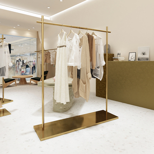Porte-vêtements <span class=keywords><strong>de</strong></span> <span class=keywords><strong>magasin</strong></span> <span class=keywords><strong>de</strong></span> vêtements <span class=keywords><strong>de</strong></span> luxe léger et écologique, en acier inoxydable, plaqué or titane électrolytique - Product Image 2