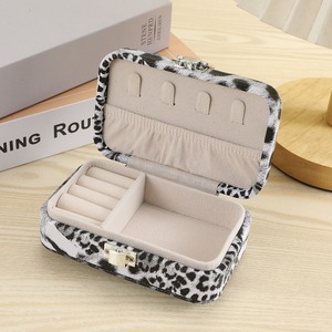 High-end leopard print jewelry box modern rectangular portable <b>ring</b> and necklace <b>storage</b> box creative decoration - Product Image 4