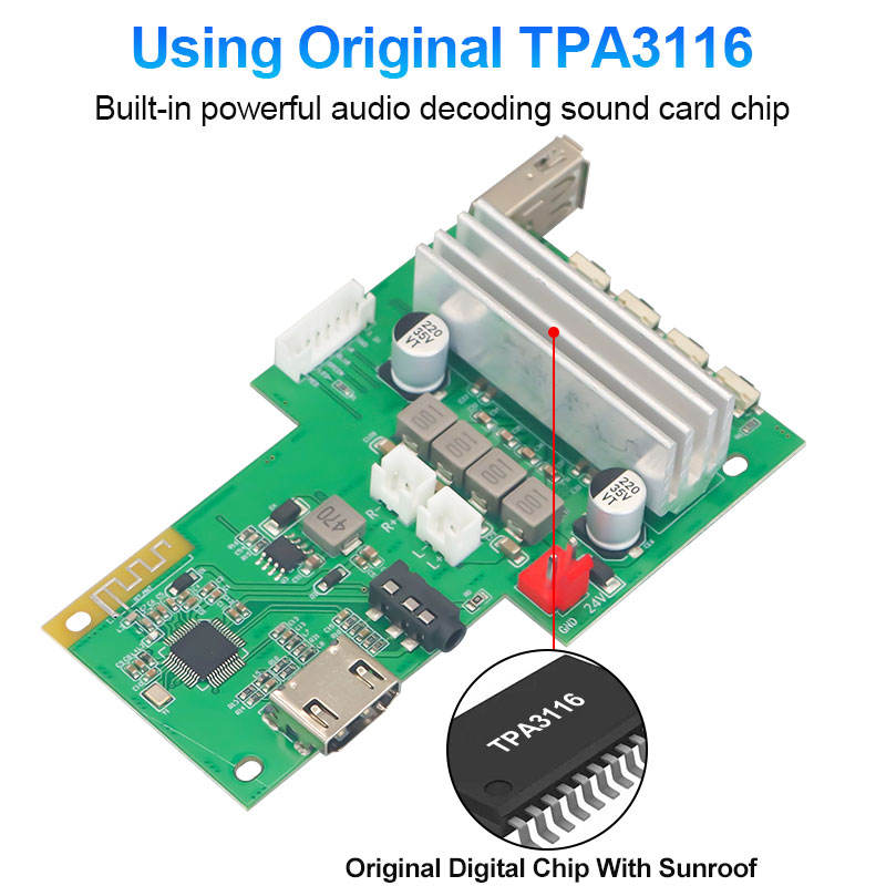 VIRE DSP ALL Channel for Digital HIFI Sound Board Amplifier Wireless Stereo 2*50W AMP Mp3 Module