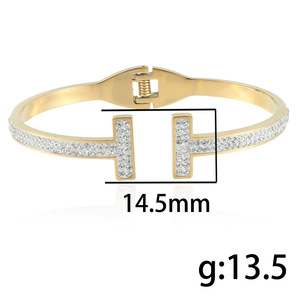 Bracelet en cristal en forme de T, bijoux de mode pour femmes, couleur or, à porter au quotidien, 13003 - Product Image 3