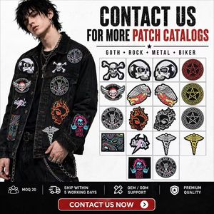 Patchs brodés thermocollants ou à coudre, style Rock Goth, avec motifs Crâne, Pentagramme, Caducée, Flamboyants, Rock & Roll, Science, Occulte, en fer. - Product Image 3