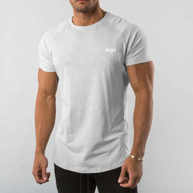 Maglietta da uomo a manica corta sportiva in cotone nero semplice da ginnastica con stampa personalizzata di lusso con Logo