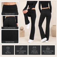 Pantalon de yoga évasé à taille repliable pour femme avec logo personnalisé, double usage, taille basse, coupe cloche, pour le yoga, les loisirs et le quotidien