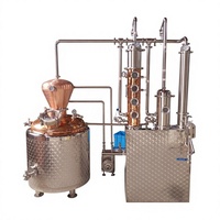 200 Liter 4-platen semi-automatische watergekoelde fruitwijn distilleerketel koperen refluxkolom brandewijn wodka whisky productiemachine