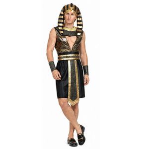 Costume de pharaon égyptien pour homme adulte, ensemble de déguisement pour fête d'Halloween, noir et or - Product Image 3