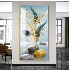 Lussuoso Dipinto Murale Decorativo in Cristallo e Porcellana <span class=keywords><strong>con</strong></span> Luce LED Geometrica Astratta, Arte Murale di Lusso Incorniciata per Arredamento Casa - Product Image 2
