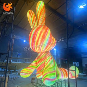 रंगीन प्रकाश-अप खरगोश फाइबर ग्लास प्रकाश मूर्तिकला, मॉल इंटरनेट-प्रसिद्ध चेक-इन आभूषण, वाणिज्यिक सजावट स्थापना - Product Image 3