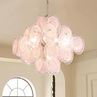 Lustre moderne en verre coloré de Murano, en métal, de style français, rond, pour chambre à coucher, salon, LED