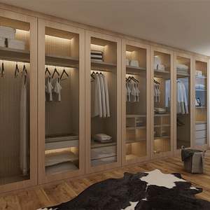Magnifique armoire de chambre à coucher en bois avec porte en verre, armoire sur mesure - Product Image 5