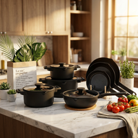 Nouvel ensemble de casseroles et poêles antiadhésives RT-C 11 pièces, batterie de cuisine antiadhésive avec poêles et casseroles