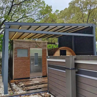 Pergola motorisée rétractable et pliable, étanche, avec commande par application intelligente, au design moderne, pour balcon, villa haut de gamme et luxe.