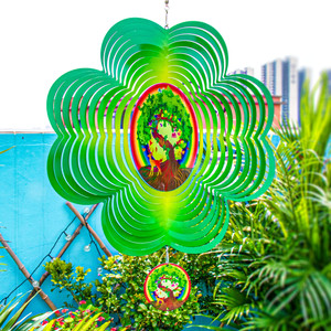 Reusable Sublimation 3D <b>Solar</b> Powered LED <b>Lighted</b> Metal Wind Spinner Blanks 12 Inch Flower Design Laser Cut Machine - Product Image 2