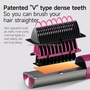 <span class=keywords><strong>Brosse</strong></span> à cheveux électrique 2-en-1 portable à vapeur, lisseur et boucleur, avec ions négatifs, chauffage PTC, pour usage domestique et professionnel - Product Image 3