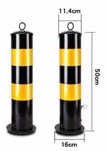 Bolardos de Tráfico de Acero Amarillo y Negro para Barreras de Estacionamiento, Poste Delimitador de Acero Reflectante - Product Image 5