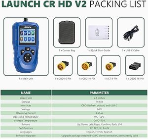 เครื่องสแกนวินิจฉัยรถบรรทุกหนัก Creader HD V2 รุ่นใหม่ล่าสุด 2-in-1 HDOBD OBD-II EOBD อ่านโค้ด - Product Image 6