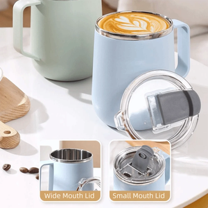 แก้วกาแฟสแตนเลส 304 ขนาด 12 ออนซ์ เก็บความร้อนได้ดี ฝาปิดกันรั่วซึม พร้อมหูจับ เก็บอุณหภูมิได้นาน 6-12 ชั่วโมง - Product Image 6