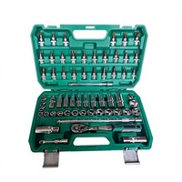 Juego de Llaves de Trinquete de Acero al Cromo-Vanadio FLYBON de 61 Piezas y 3/8 Pulgadas para Reparaciones Automotrices, del Hogar y Mecánicas