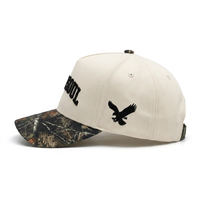 Gorra de Béisbol Personalizada con Bordado 3D, 5 Paneles, Dos Tonos, Visera de Camuflaje Crema, Sarga de Algodón, Corona Alta Estructurada, Visera Curva, Gorras