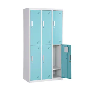 Armoire en acier à 2 niveaux et 6 portes/casier en acier à 6 portes/armoire à vêtements en métal