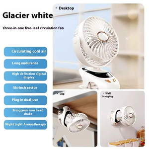 Digital Clip Fan Mini Portable USB Rechargeable Desktop Fan Low Noise Long <b>Battery</b> Life LED Nightlight Fan - Product Image 6
