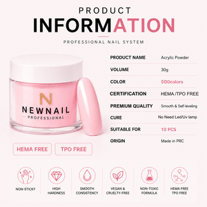 Poudre acrylique crémeuse 3-en-1 <span class=keywords><strong>Ellis</strong></span> Nail Bulk Bottle couleurs <span class=keywords><strong>Nude</strong></span>/Rose/Transparent/NEON séchage rapide pour ongles français - Product Image 2