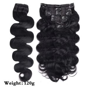 Extension <span class=keywords><strong>per</strong></span> Capelli Umani al 100% con Onde Morbide, Colore Naturale, 8 Pezzi, 120G <span class=keywords><strong>per</strong></span> Confezione, Extension con Clip a Onde Sciolte, 16-26 Pollici - Product Image 2
