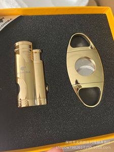 Briquet à cigares double flamme avec perce-cigares, coupe-vent en alliage, style moderne rétro de luxe pour cigares, boîte cadeau personnalisable, vente en gros - Product Image 6