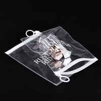 Sac à fermeture éclair en PVC transparent durable avec anneau de traction pour accessoires cosmétiques quotidiens