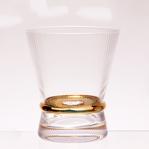 Verres à vin côtelés avec ceinture dorée, gobelets rayés en verre sans plomb, articles de bar pour mariage, fête, usage domestique - Product Image 5